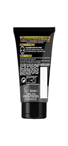 men expert pure charcoal clay mask packshot back